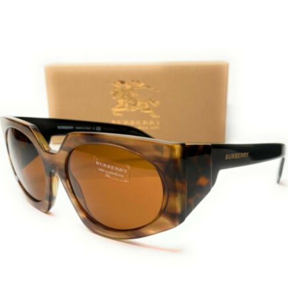 Burberry Women\'s Striped Brown Oval Sunglasses!